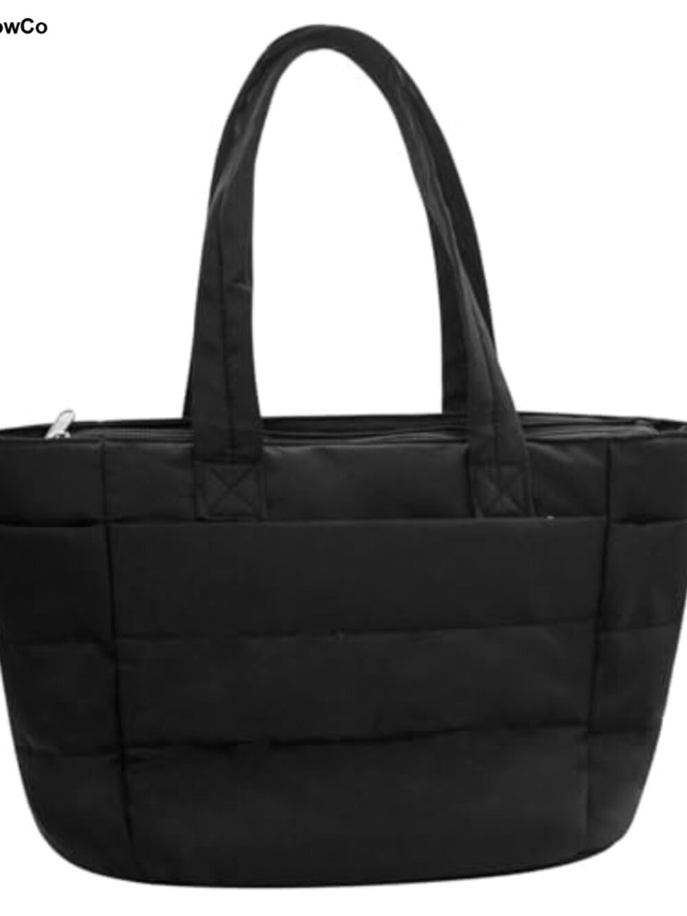 Quilted Puffy Tote Bag Nylon Lightweight Shoulder Bag Zipper Travel Work